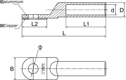 DTL钎焊铜铝接线端子_配网金具_产品中心_五五世纪电气集团