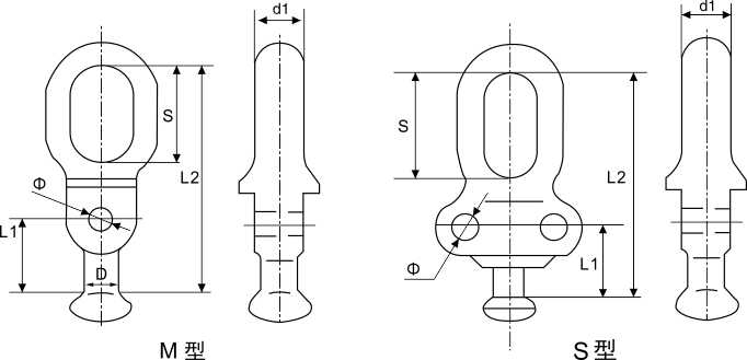 Q-M型球头挂环（环孔平行型带招弧角孔）_线路金具_产品中心_五五世纪电气集团
