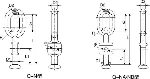Q-N型球头挂环（环孔笔直型带招弧角孔）_线路金具_产品中心_五五世纪电气集团