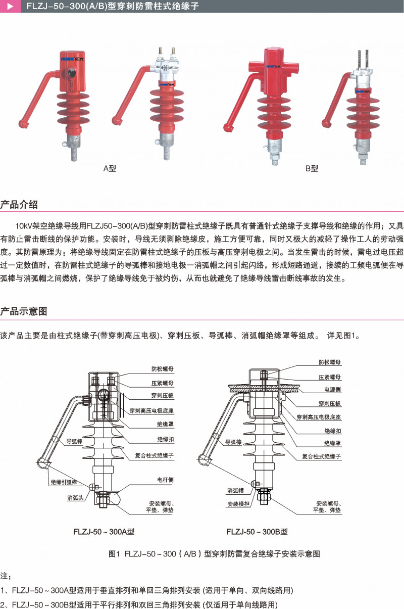 FLZJ-50-300（A/B）型穿刺防雷柱式绝缘子_防雷系列_产品中心_五五世纪电气集团