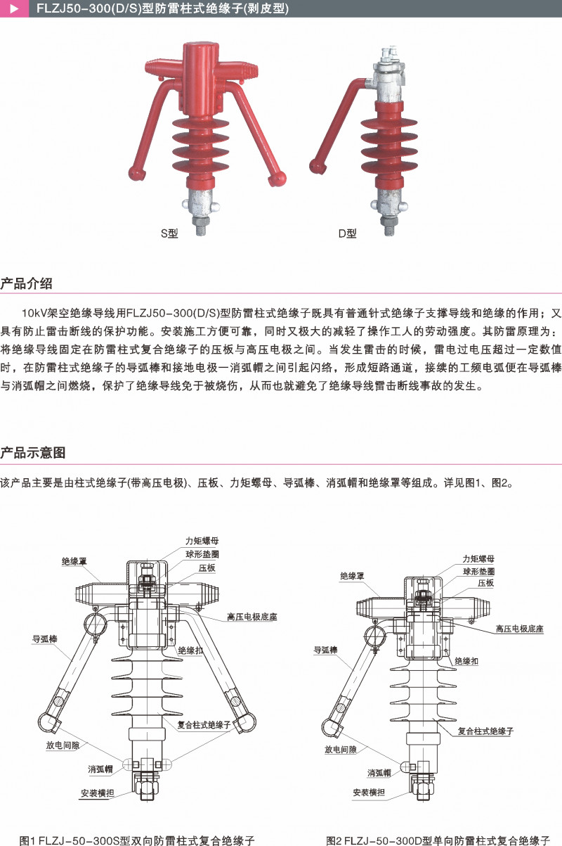 FLZJ-50-300（D/S）型防雷柱式绝缘子（剥皮型）_防雷系列_产品中心_五五世纪电气集团