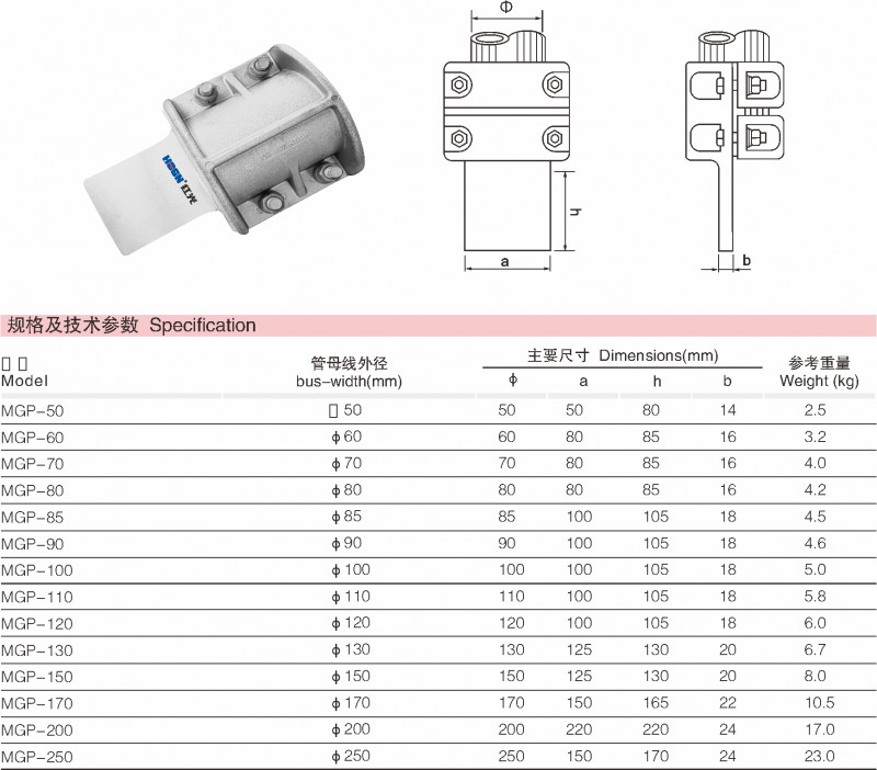 MGP型水平装备线夹_变电金具_产品中心_五五世纪电气集团